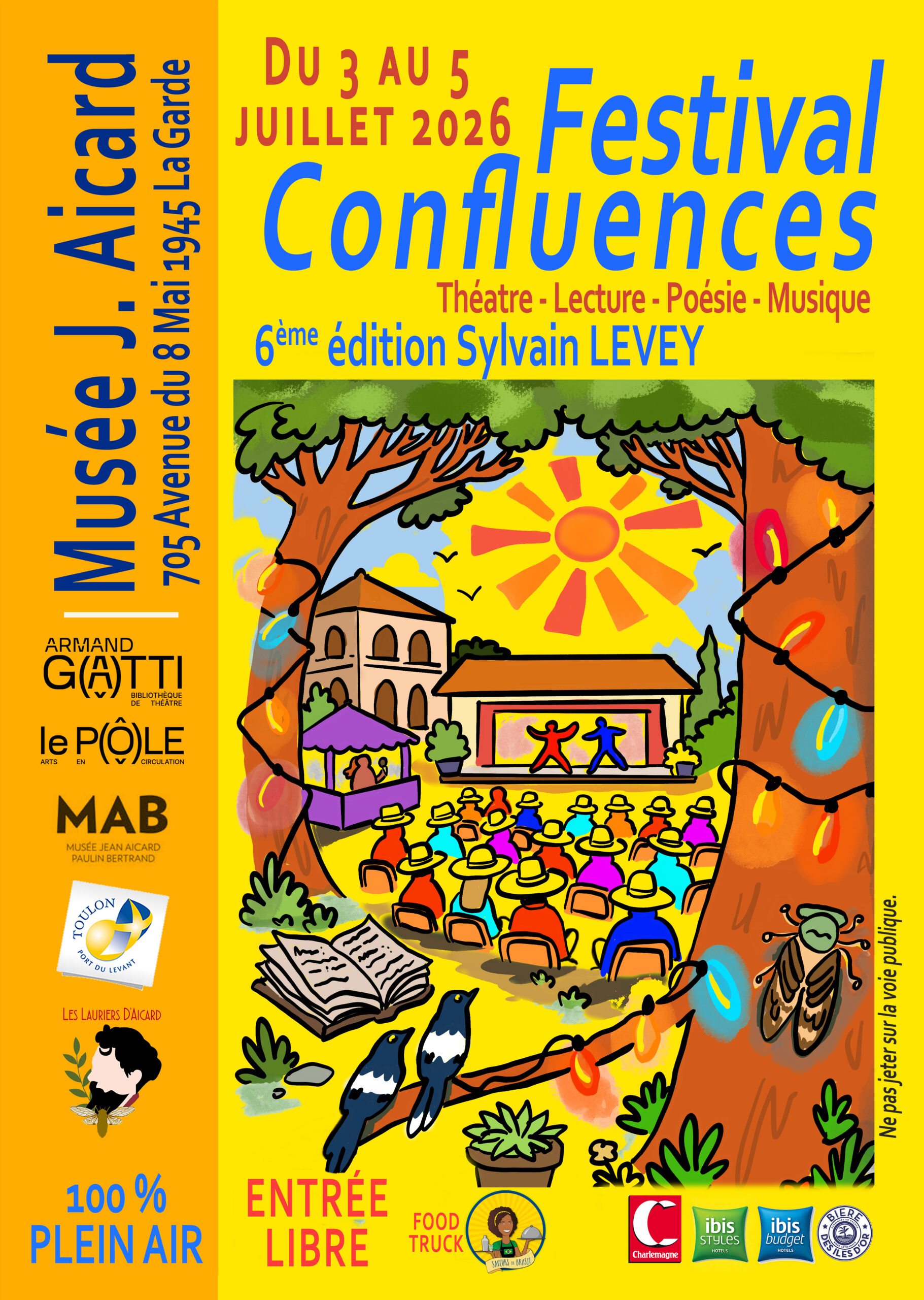 Affiche du Festival Confluences 2026, du 3 au 5 juillet, 6e édition Sylvain Levey