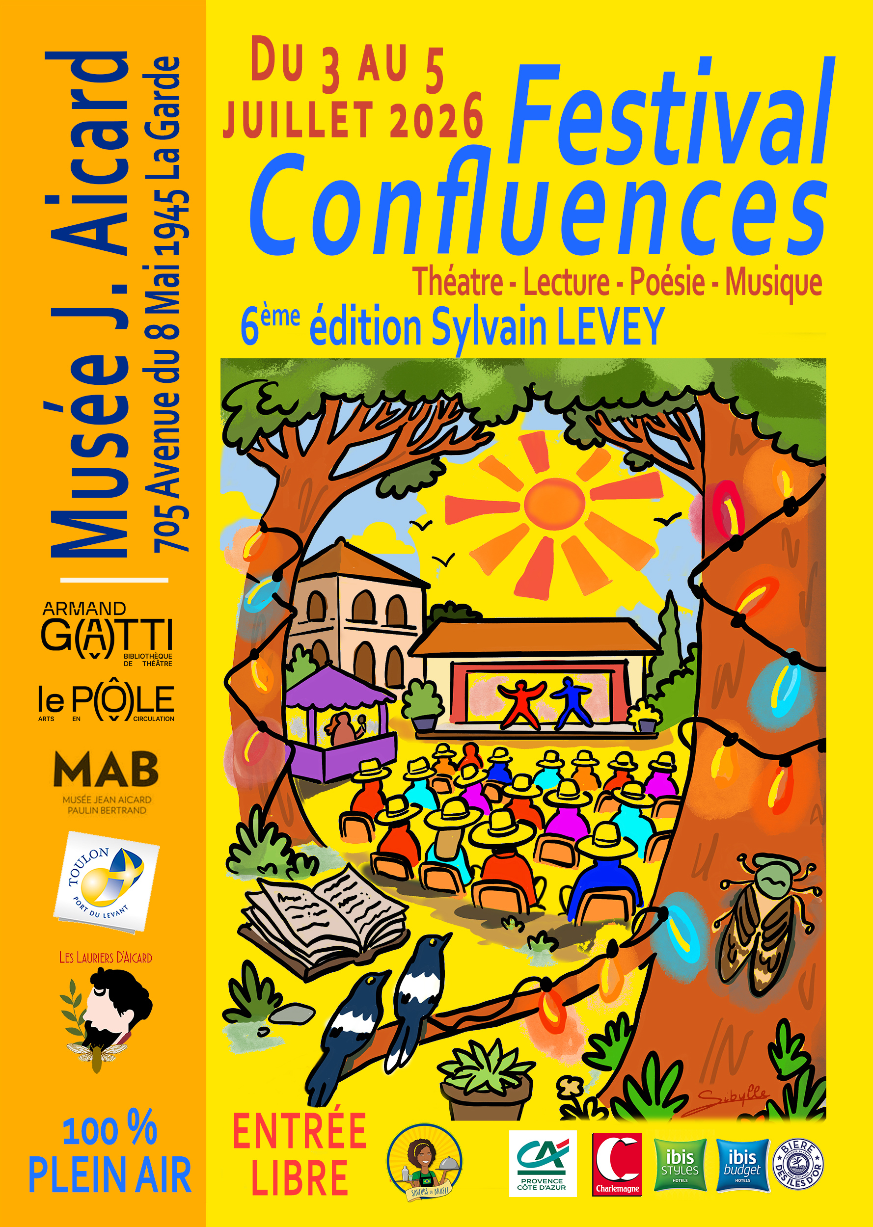 Affiche du Festival Confluences 2026, du 3 au 5 juillet, 6e édition Sylvain Levey